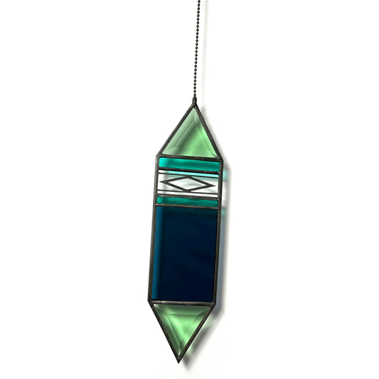 Mint/Steel Blue Trigon Suncatcher